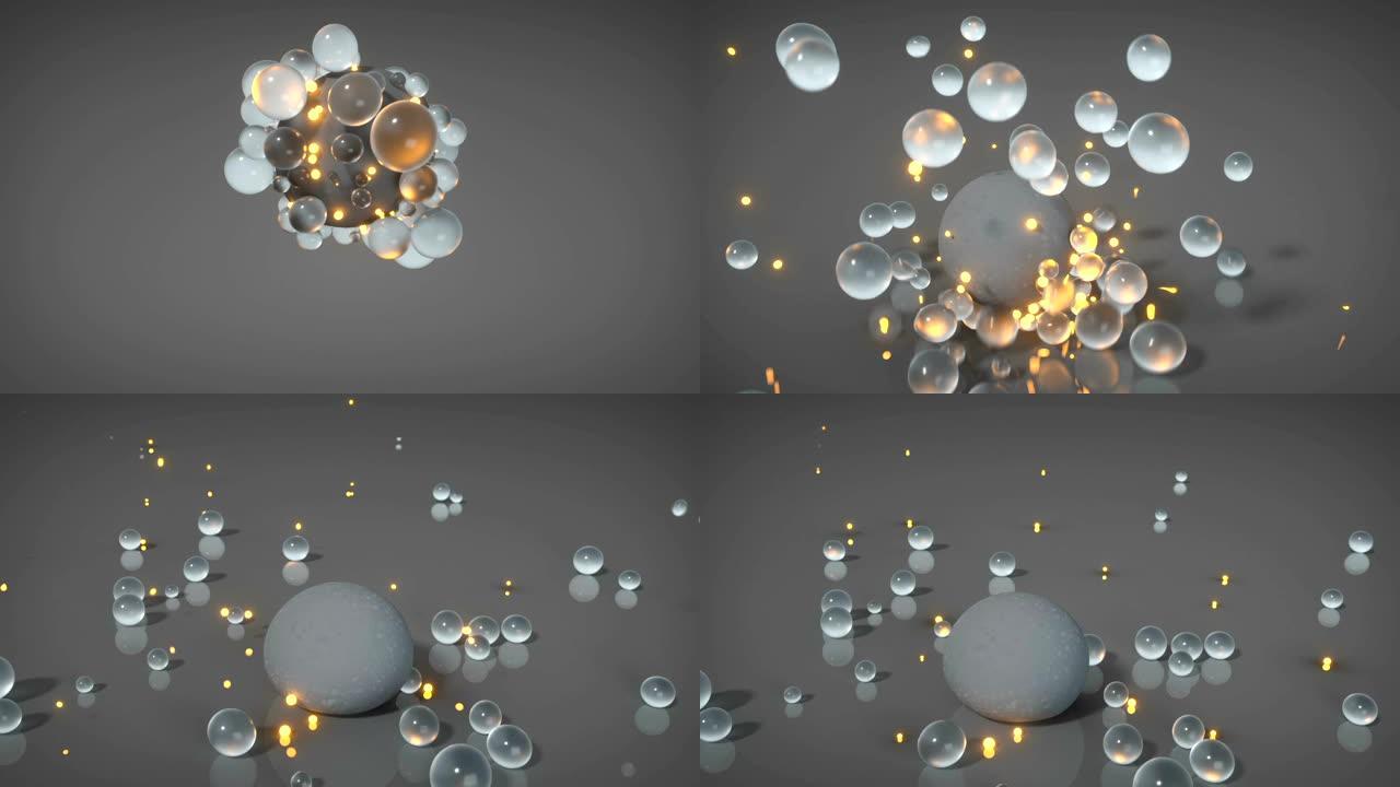 浮动球体组3D渲染动画