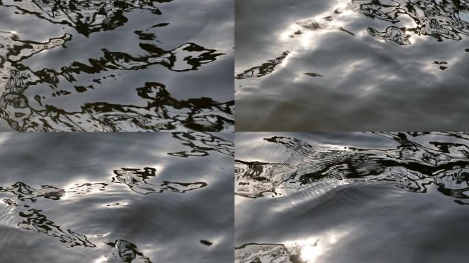 自然界中的抽象图像。阳光在波浪形的水面上闪闪发光。