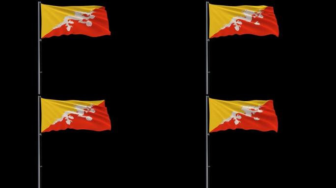 透明背景上的不丹国旗，4k前置带alpha的4444镜头