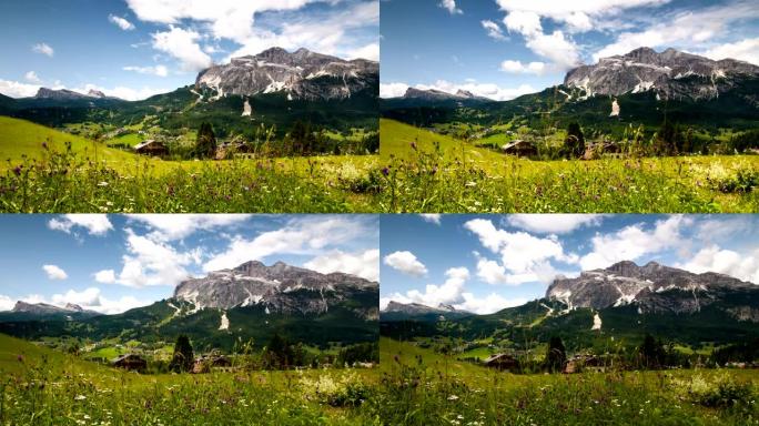 科尔蒂纳丹佩佐山谷的美丽全景，背景是托法恩集团。六色白云石，贝卢诺。意大利。