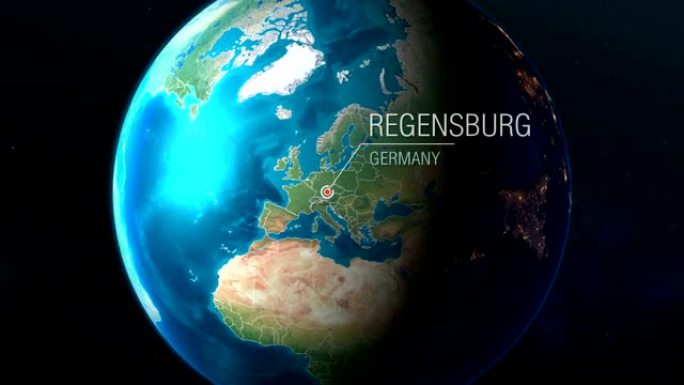德国-雷根斯堡-从太空到城市的缩放