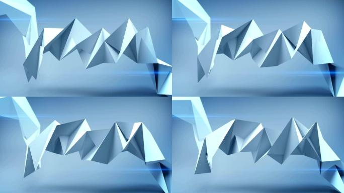 硬表面蓝色形状无缝循环3D渲染动画