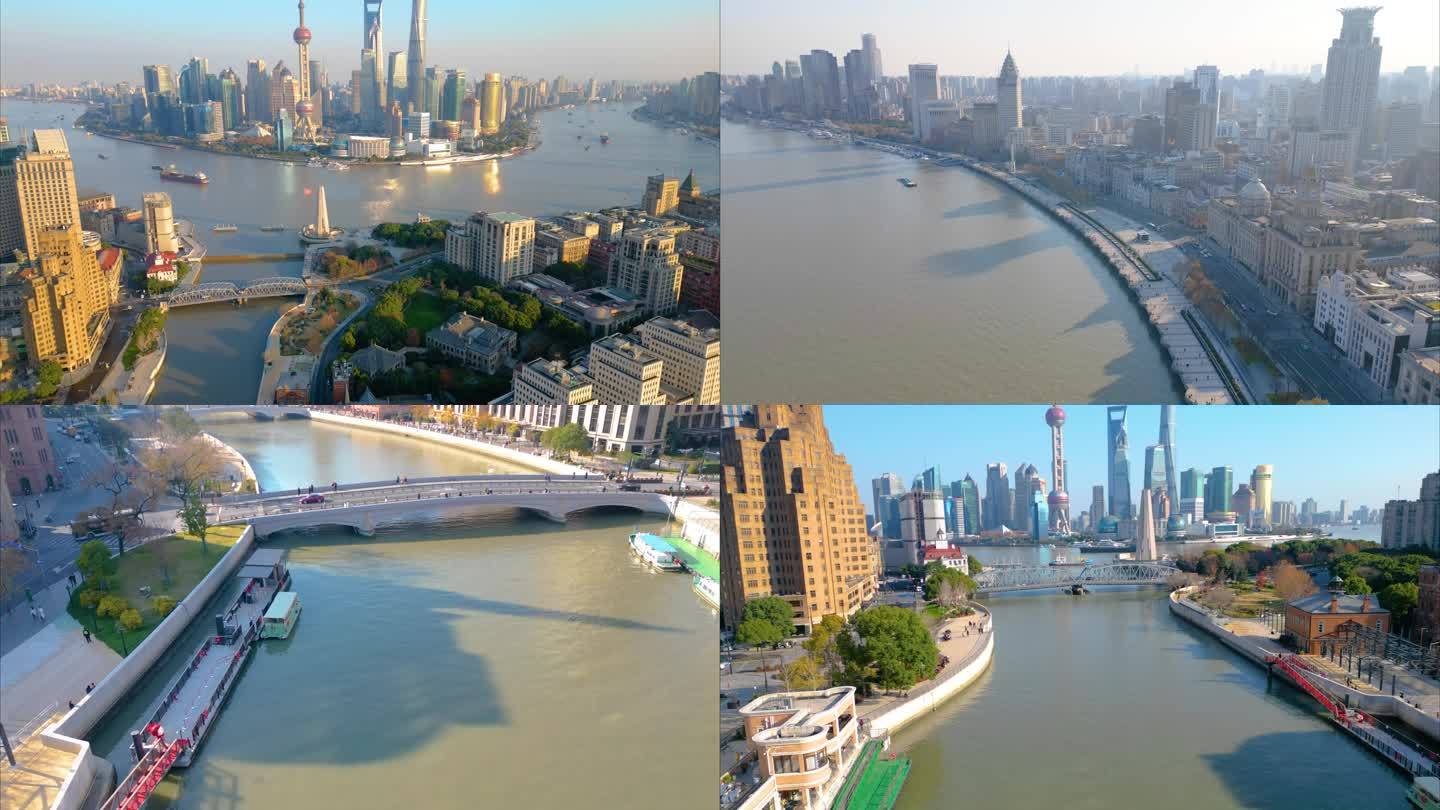 上海外滩乍浦路桥苏州河车流人流延时摄影视