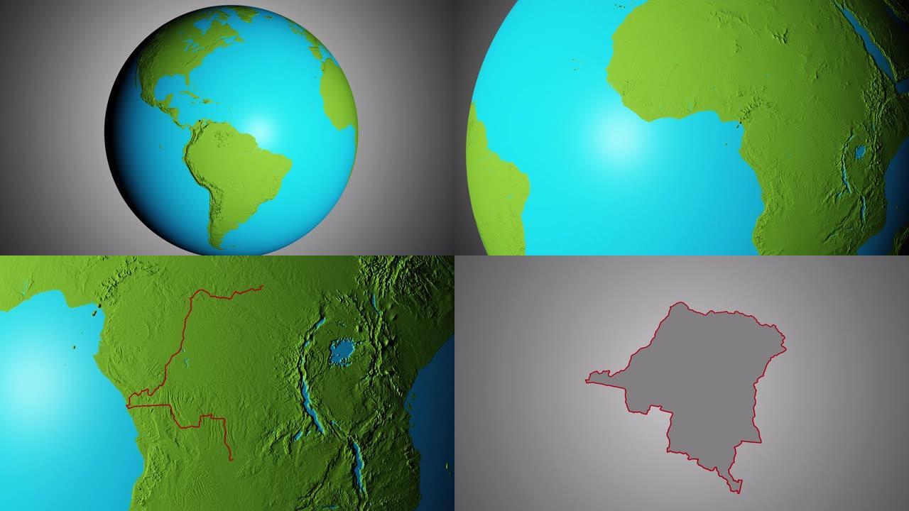 地球与刚果民主共和国的边界图形