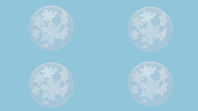 抽象白色透明雪花球悬浮3d渲染
