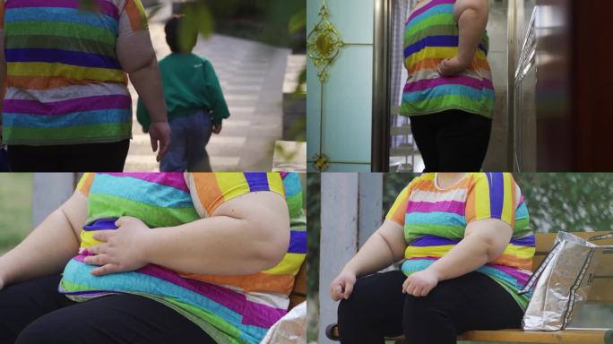 女人身材肥胖被孩子嫌弃体重超重不健康