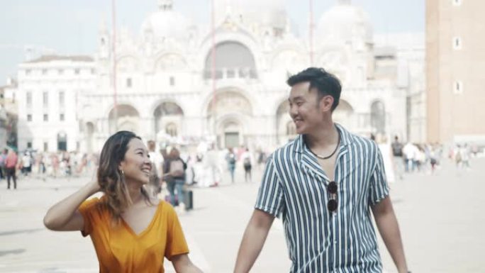 亚洲年轻夫妇探索意大利威尼斯
