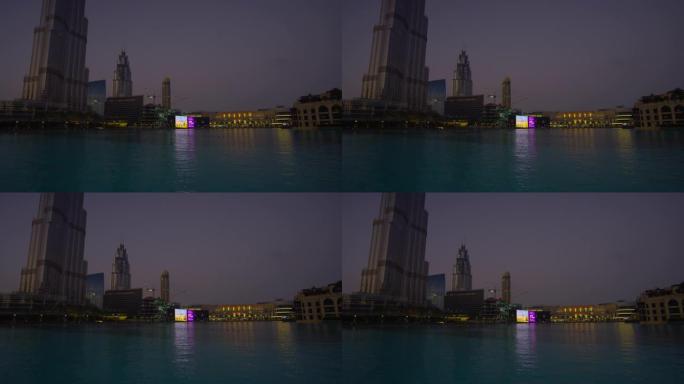 迪拜黄昏的哈利法塔湾
