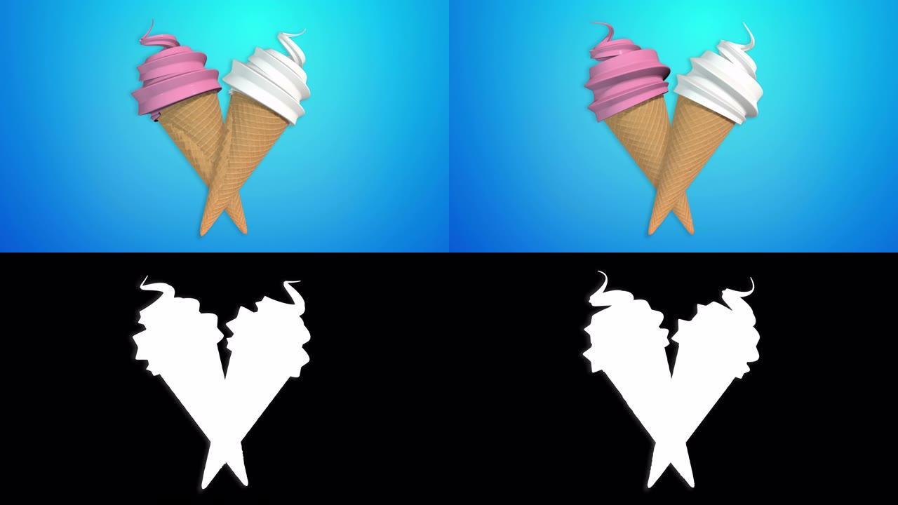 草莓和香草冰淇淋蛋卷 (包括alpha频道，因此您可以放置自己的背景)