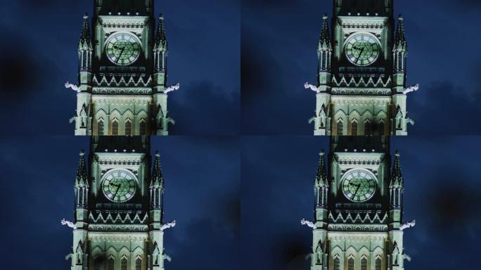 渥太华的和平塔，在黄昏