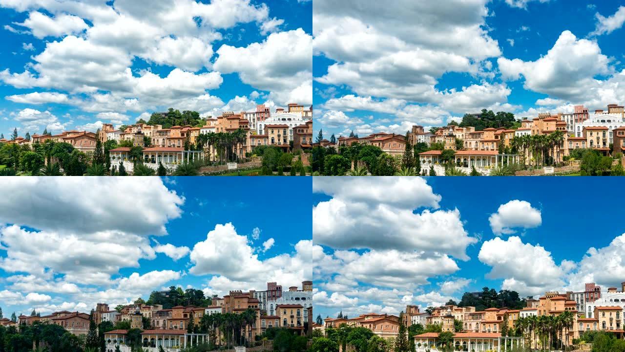 泰国蓝天云彩背景的威尼斯风格意大利乡村景观的美丽浪漫。