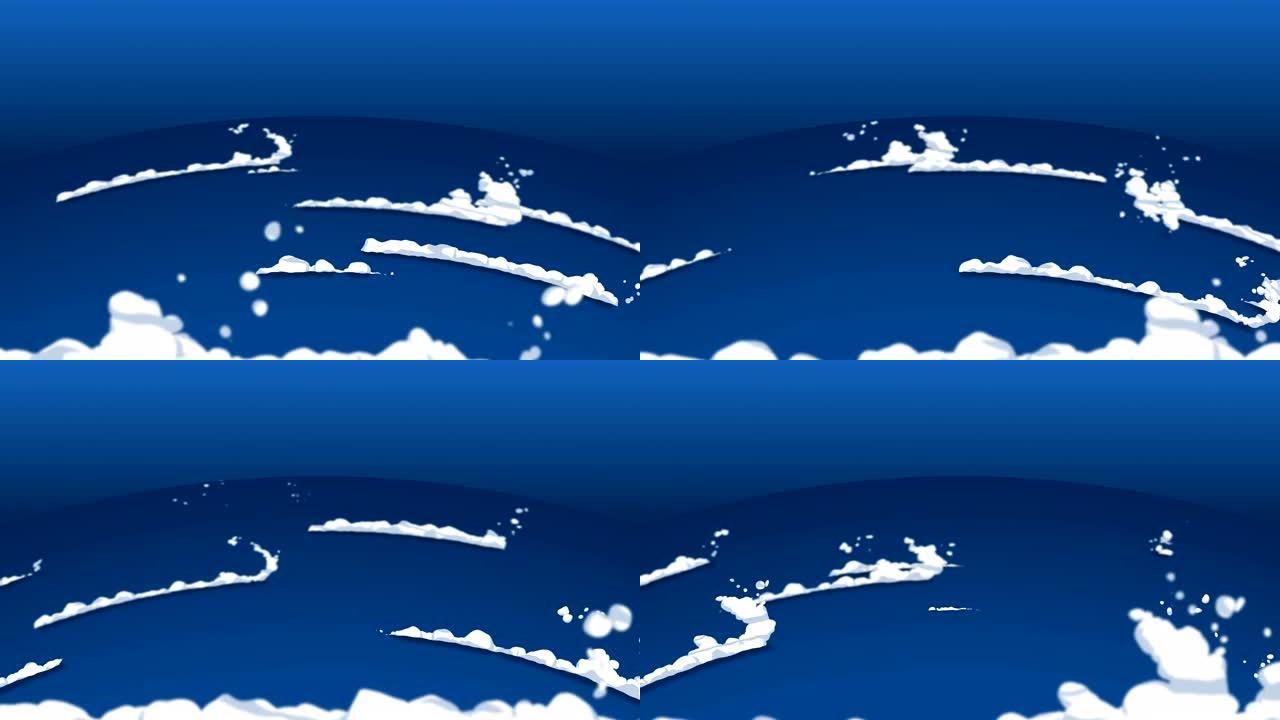 烟雾动画从快速移动。游戏动画元素。卡通蒸汽云。循环蓝色的动画。