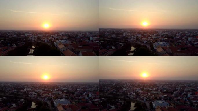 日落无人机在普吉岛镇拍摄