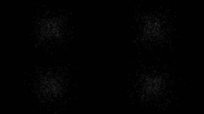 黑色背景上的运动粒子。4k动画。阿尔法频道。