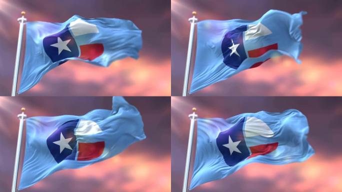 美国德克萨斯州日落时县科林的旗帜-loop