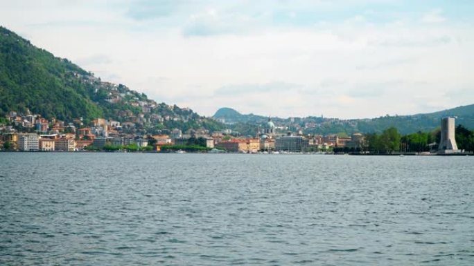 意大利科莫湖的科莫旧城景观。延时。