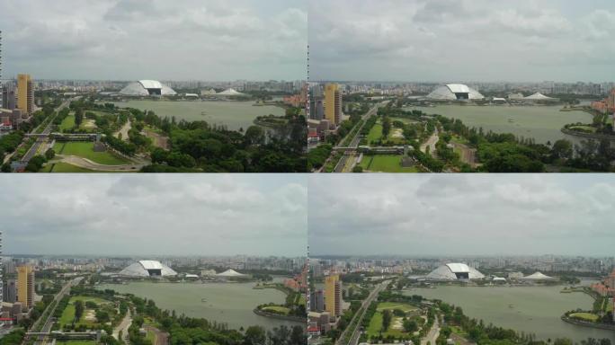 新加坡城市公园湾体育馆空中全景4k