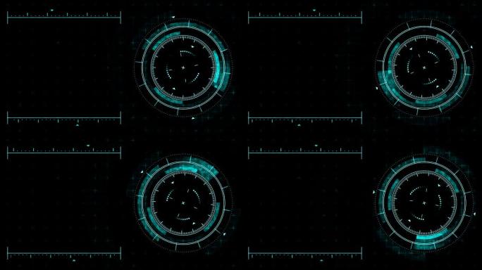 未来派游戏目标。瞄准和军事。狙击武器的目标。霓虹灯数字显示器。未来雷达屏幕。技术概念。摄像机记录取景