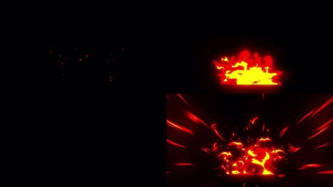 大炸弹3步慢速卡通火灾爆炸动画。