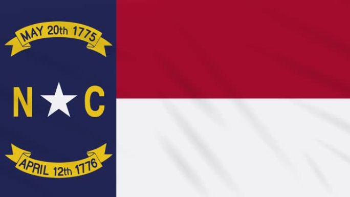 北卡罗来纳州的国旗在风中飘动，以环形为背景