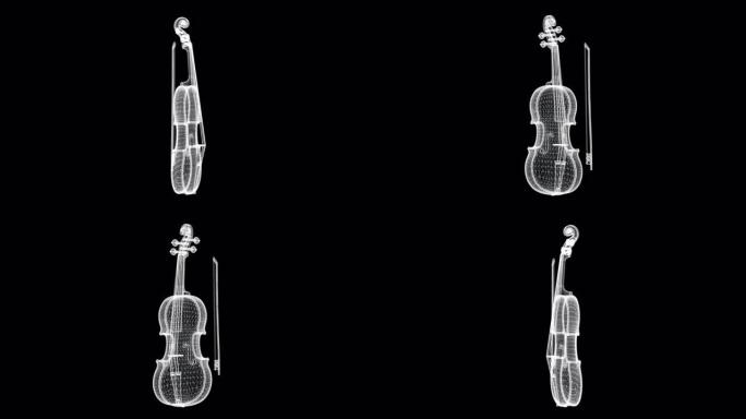 小提琴或中提琴的全息屏幕3d，乐器循环
