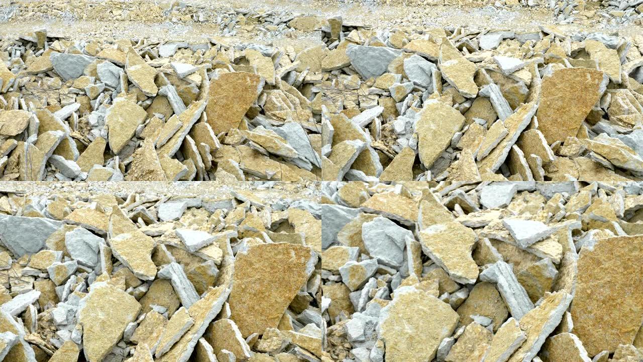 场地内地面上有很多岩石碎片