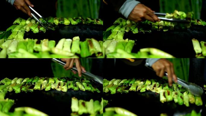 在印尼街头食品集市上出售的一堆糯米