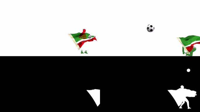 车臣共和国足球运动员踢出一个扭曲的球，踢穿了自己。Alpha通道透明覆盖。