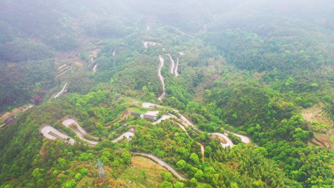 温岭去太湖山看杜鹃的盘山公路航拍视频素材