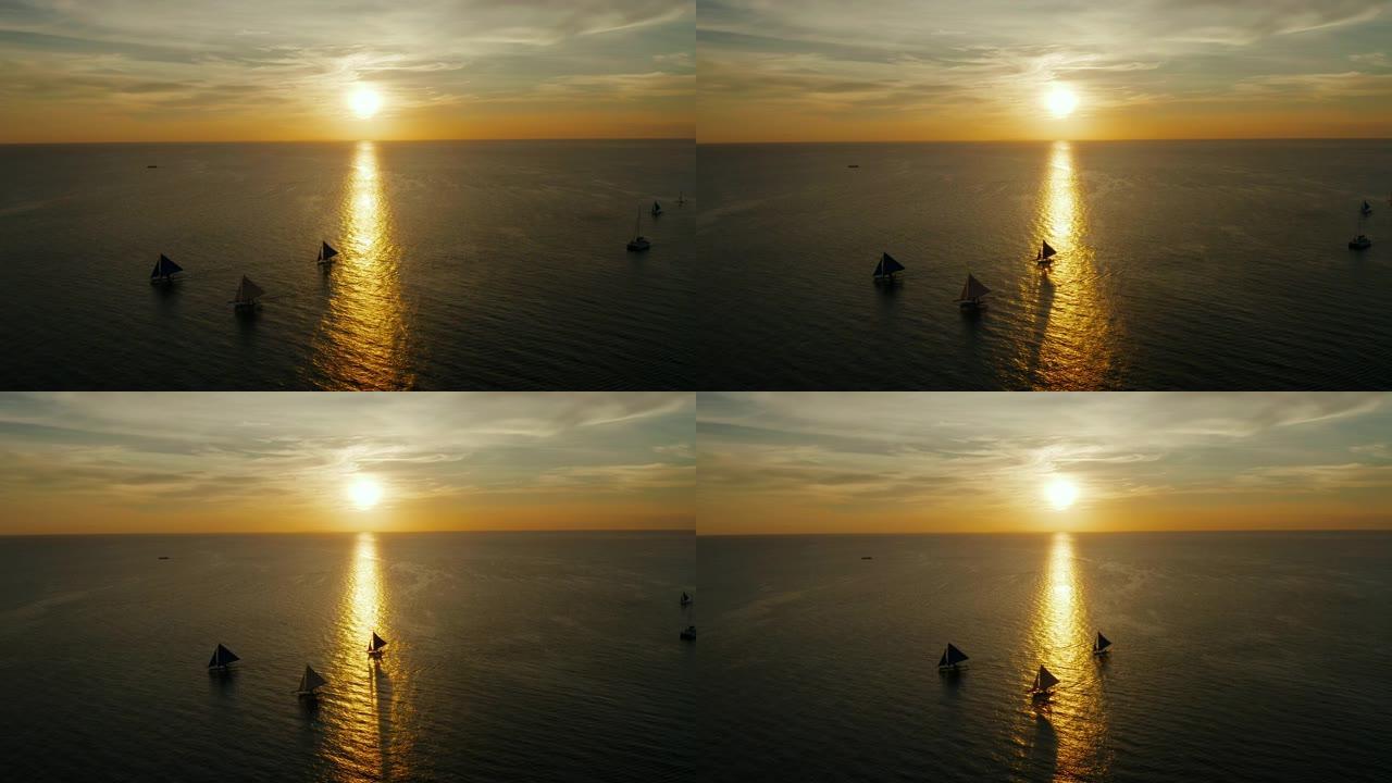 海上日落。菲律宾长滩岛