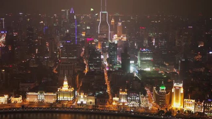 上海夜间交通和城市景观的延时，中国上海