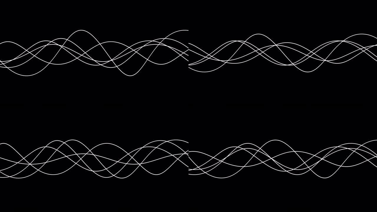黑色背景上白色示波器信号的动画图