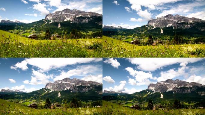 科尔蒂纳丹佩佐山谷的美丽全景，背景是托法恩集团。六色白云石，贝卢诺。意大利。