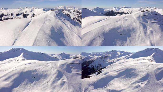 奥地利阿尔卑斯山滑雪胜地的鸟瞰图