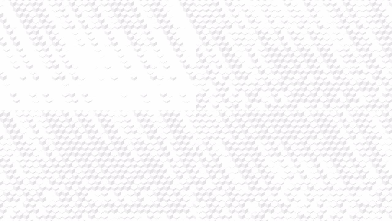 立方体盒3D虚拟等距混洗波和六边形图案，区块链技术概念设计插图白色背景动画4K上的灰色，带复制空间