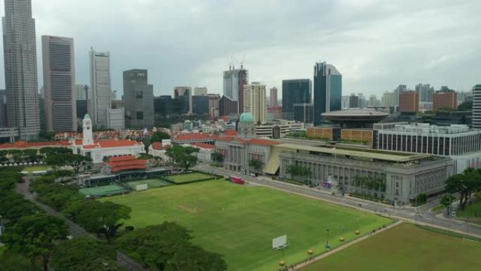 白天新加坡市中心著名的市中心国家美术馆现场空中全景4k