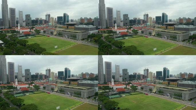 白天新加坡市中心著名的市中心国家美术馆现场空中全景4k
