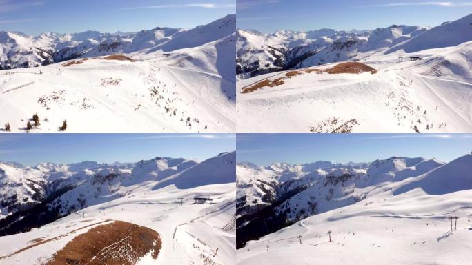 奥地利阿尔卑斯山滑雪胜地的鸟瞰图