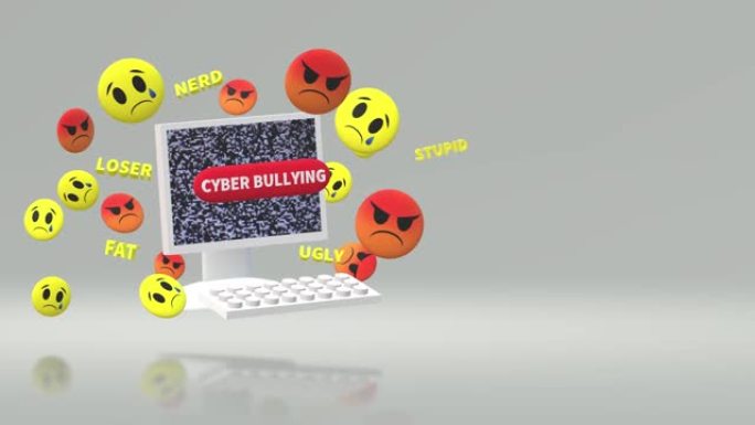 网络欺凌内容的3d渲染计算机和情感。
