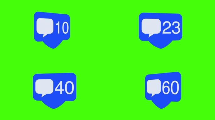 3D社交媒体通知图标动画。带有计数器的用户评论消息。适合社交网络故事的营销概念或短视频背景。