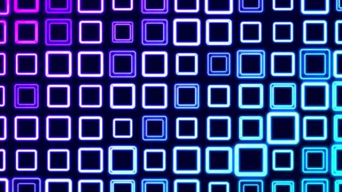 霓虹灯几何方块视频动画的明亮闪烁