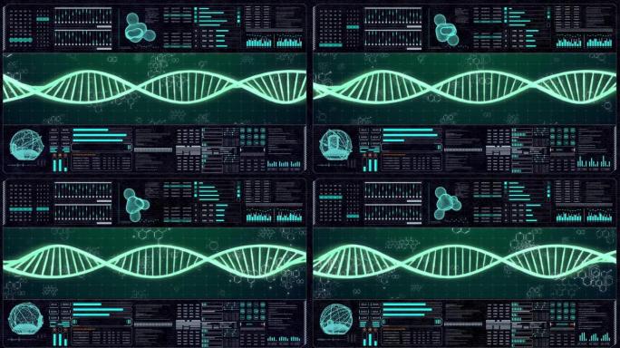 HUD未来系统分析DNA抛光双螺旋分子自旋链结构。