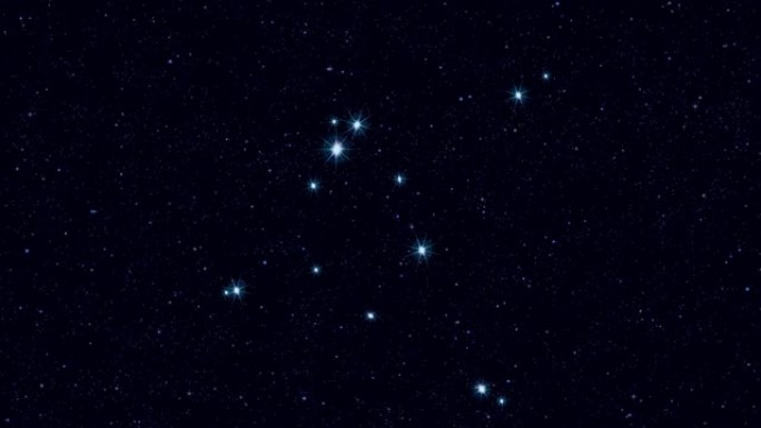 天鹰座星座，以恒星和轮廓逐渐缩放旋转图像