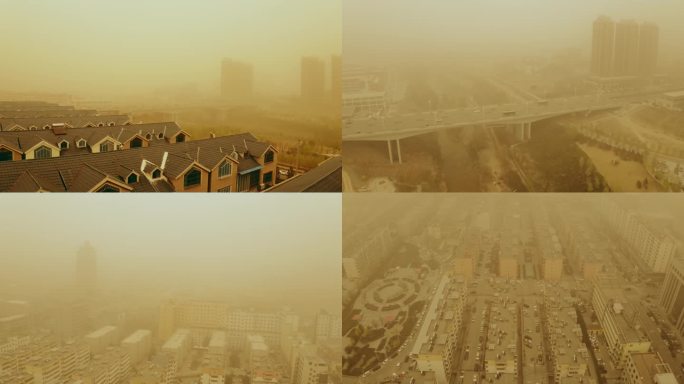 陕西省榆林市榆阳区经济开发区航拍沙尘暴1