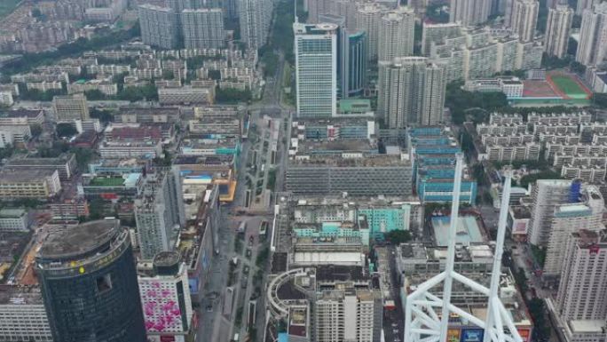 飞越深圳城市景观日间空中全景4k中国