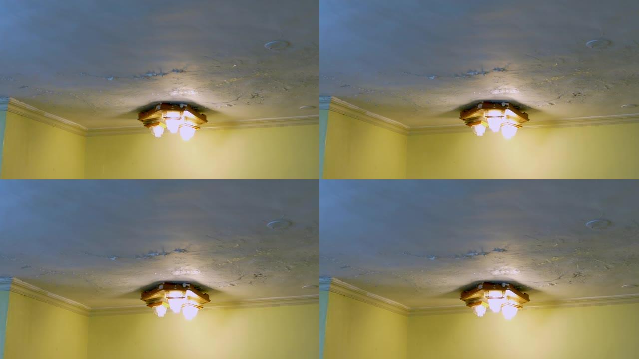 水损坏的散焦漏水天花板