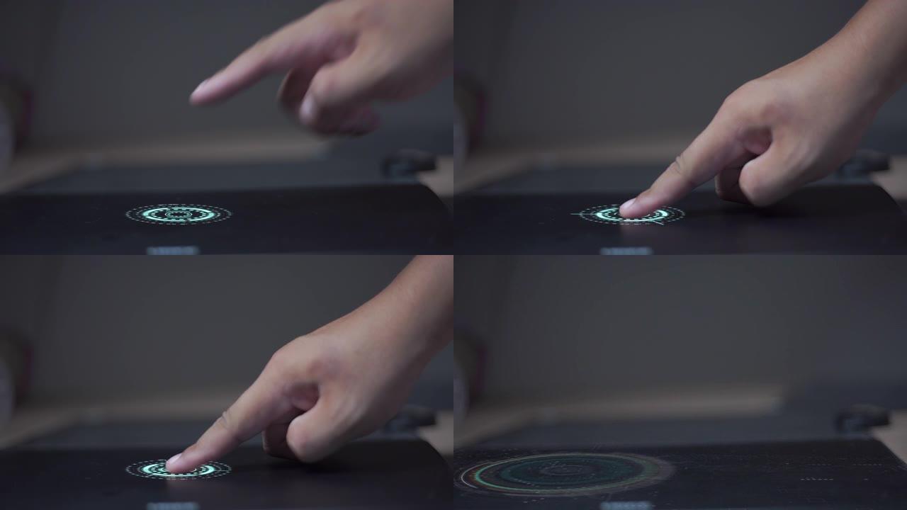 手动触摸数字按钮，顶部有动画屏幕