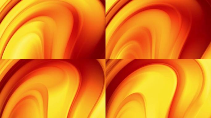 明亮的火色的红色黄色渐变缓慢而周期性地变化。4k平滑无缝循环抽象动画。曲线的3d渲染。1