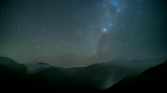 满天星斗的夜空与雾山中的银河系恒星延时天文学
