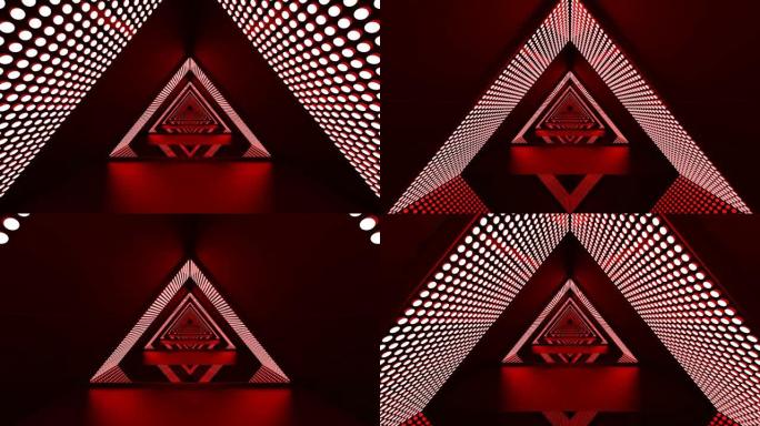 红色三角环抽象未来背景隧道